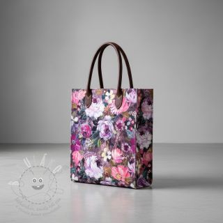 Dekorační látka Oil painting flowers mauve digital print