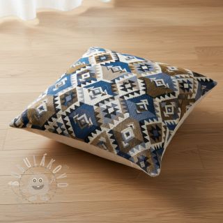 Dekorační látka jacquard Kilim cobalt havane