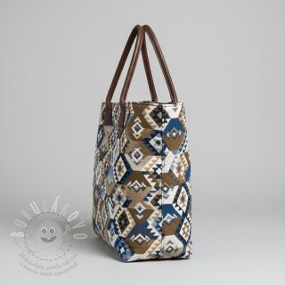 Dekorační látka jacquard Kilim cobalt havane