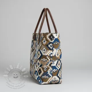 Dekorační látka jacquard Kilim cobalt havane