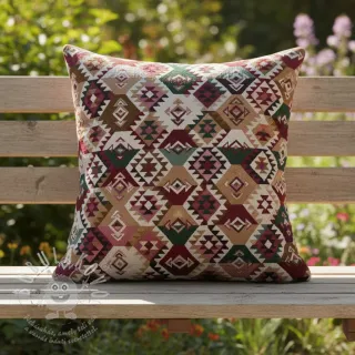 Dekorační látka jacquard Kilim fuchsia vert