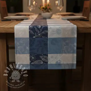 Dekorační látka FRENCH TABLE CLOTH JACQUARD Cabosse allover indigo