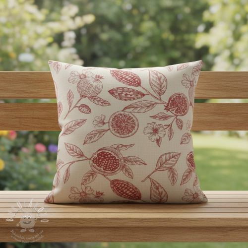 Dekorační látka RUSTIC VINTAGE PRINT Granata groseille