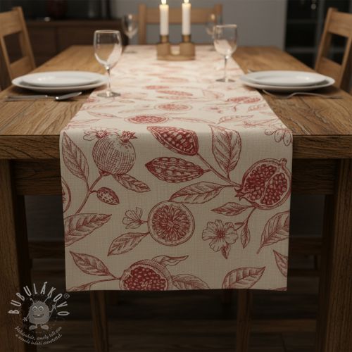 Dekorační látka RUSTIC VINTAGE PRINT Granata groseille