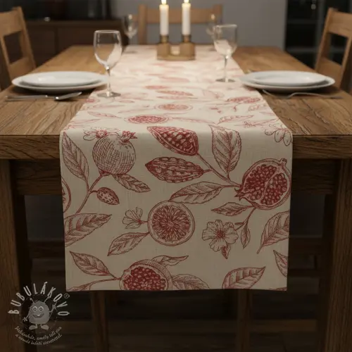 Dekorační látka RUSTIC VINTAGE PRINT Granata groseille