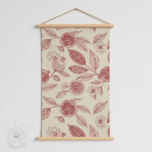 Dekorační látka RUSTIC VINTAGE PRINT Granata groseille