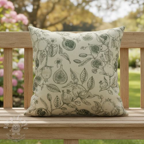 Dekorační látka RUSTIC VINTAGE PRINT Granata kaki