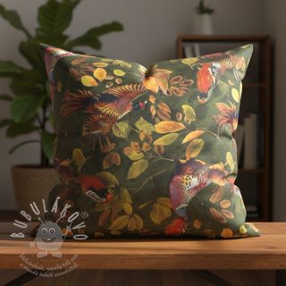 Dekorační látka VELVET Pheasant Forest Leaf