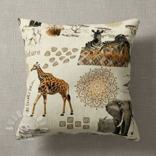 Dekorační látka premium Linenlook Wildlife Safari Trip digital print