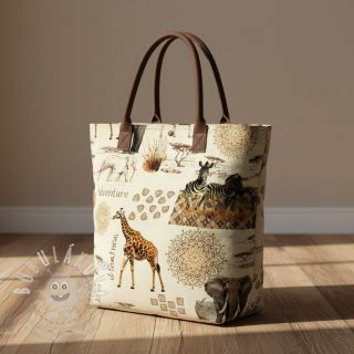 Dekorační látka premium Linenlook Wildlife Safari Trip digital print