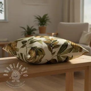 Dekorační látka premium Linenlook Botanic Bold Leaf digital print