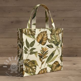 Dekorační látka premium Linenlook Botanic Bold Leaf digital print