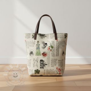 Dekorační látka premium Linenlook Regal Newspaper digital print