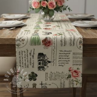 Dekorační látka premium Linenlook Regal Newspaper digital print