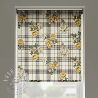 Dekorační látka premium Linenlook Classic Peony Check digital print