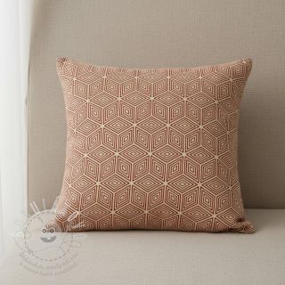 Dekorační látka Linenlook Blocks 3D Illusion cherry