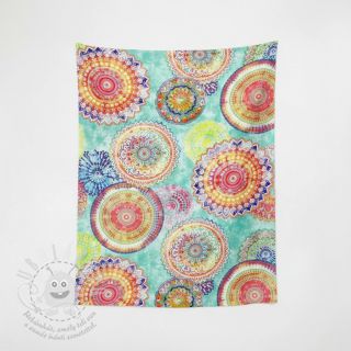 Dekorační látka s teflonovou úpravou MANDALA WATERCOLOUR GREEN