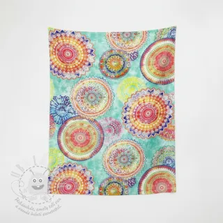 Dekorační látka s teflonovou úpravou MANDALA WATERCOLOUR GREEN
