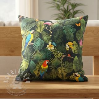 Dekorační látka premium Tropical jungle bird digital print