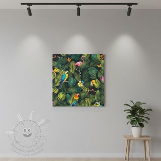 Dekorační látka premium Tropical jungle bird digital print