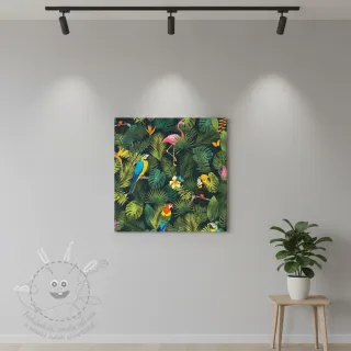 Dekorační látka premium Tropical jungle bird digital print