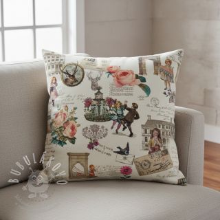 Dekorační látka premium Linenlook Poetry Romantic Scene digital print