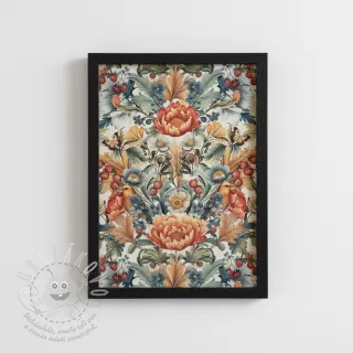 Dekorační látka premium Linenlook Bloom Fruit Paradise digital print