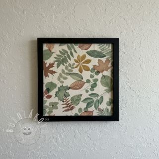 Dekorační látka premium Linenlook Coloured Leaf Mix digital print