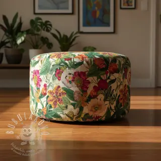 Dekorační látka premium Linenlook Flashy Floral Party digital print