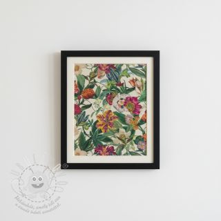 Dekorační látka premium Linenlook Flashy Floral Party digital print