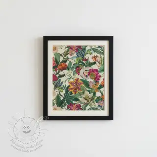 Dekorační látka premium Linenlook Flashy Floral Party digital print
