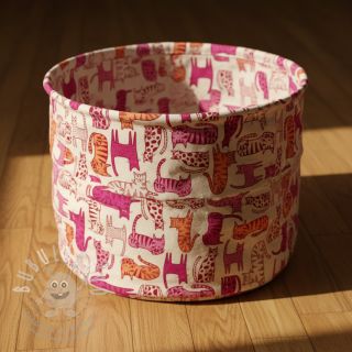 Dekorační látka Linenlook Cat Wildlife Art pink