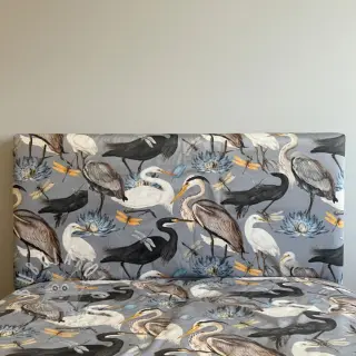 Dekorační látka VELVET Heron bird steel grey