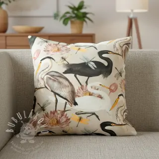 Dekorační látka VELVET Heron bird camel