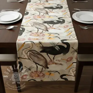 Dekorační látka VELVET Heron bird camel