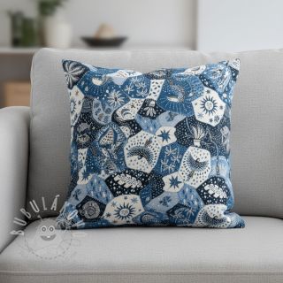 Dekorační látka jacquard Tucan allover bleu