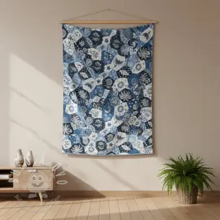 Dekorační látka jacquard Tucan allover bleu