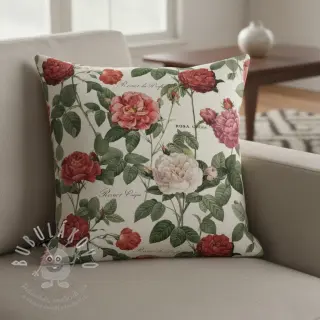 Dekorační látka Linenlook premium Vintage Rose Garden digital print