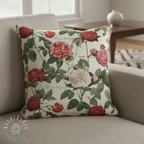 Dekorační látka Linenlook premium Vintage Rose Garden digital print