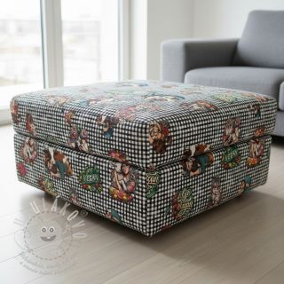 Dekorační látka Vegan black check digital print