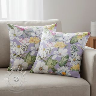 Dekorační látka Genoveva flower lila digital print