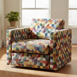 Dekorační látka GOBELIN Graphic retro shapes