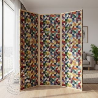 Dekorační látka GOBELIN Graphic retro shapes