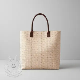 Dekorační látka Linenlook Art deco cubes rose metallic premium
