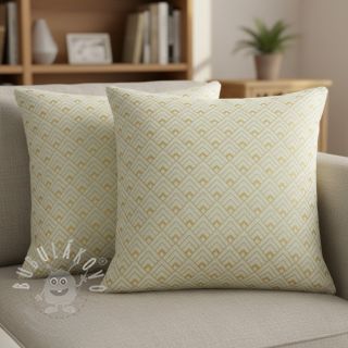 Dekorační látka Linenlook Art deco cubes mint metallic premium