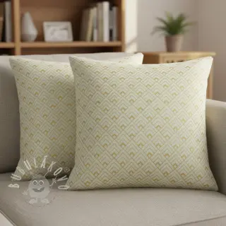 Dekorační látka Linenlook Art deco cubes mint metallic premium