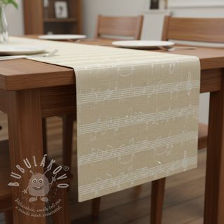 Dekorační látka jacquard Music notes lyrics metallic