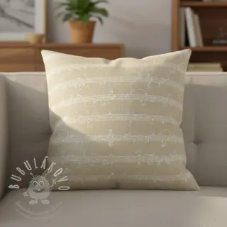 Dekorační látka jacquard Music notes lyrics metallic
