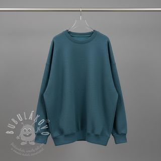 Teplákovina počesaná MELANGE dark petrol