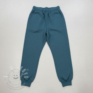 Teplákovina počesaná MELANGE dark petrol